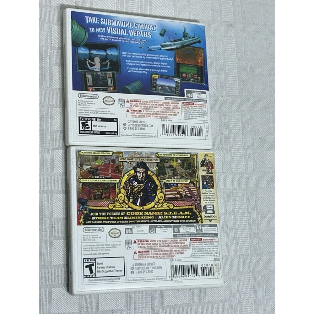 Nintendo 3DS 4 GAME LOT Steeldiver, S.T.E.A.M Wreck-It Ralph Frozen Olaf's Quest